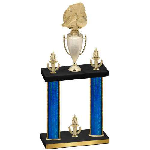 Double Blue Glacier Victory Soccer Trophy
