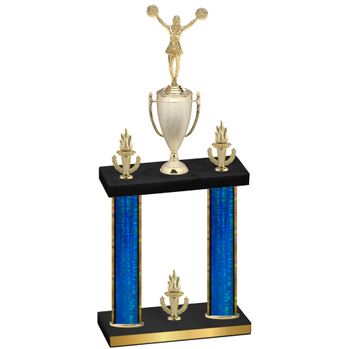 Double Blue Glacier Victory Cheerleading Trophy
