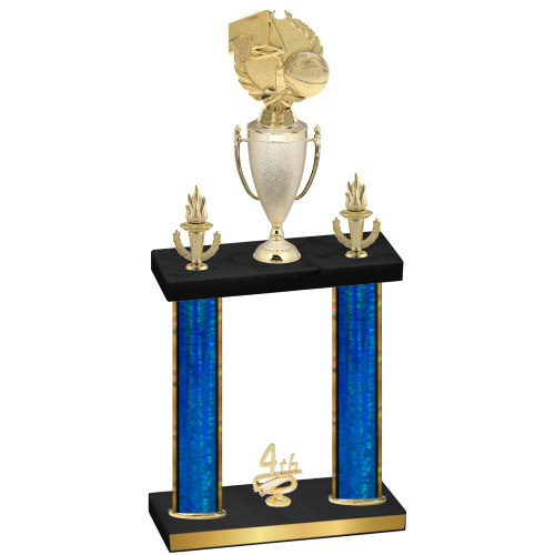 Double Blue Glacier Fourth Place Basketball Trophy
