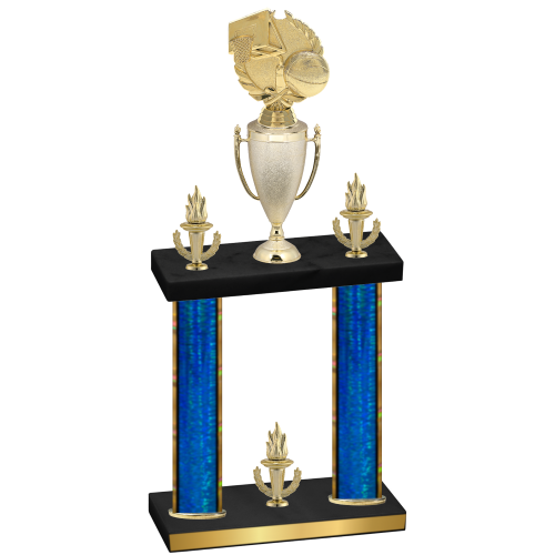 Double Blue Glacier Victory Basketball Trophy