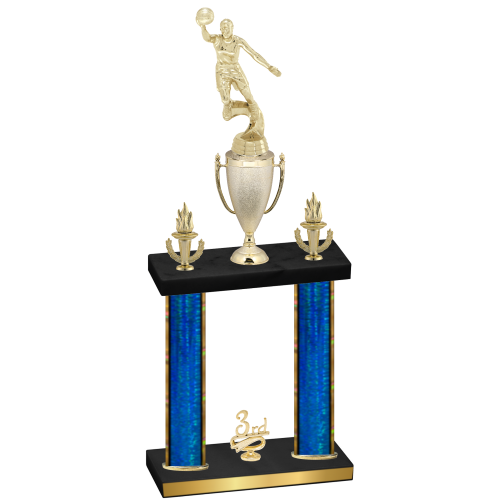 Double Blue Glacier Third Place Basketball Trophy