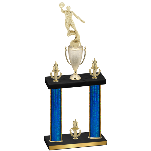 Double Blue Glacier Victory Basketball Trophy