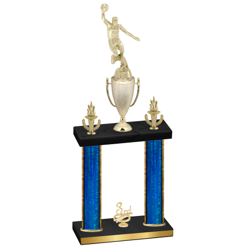 Double Blue Glacier Third Place Basketball Trophy