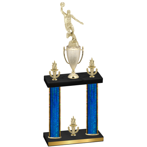 Double Blue Glacier Victory Basketball Trophy