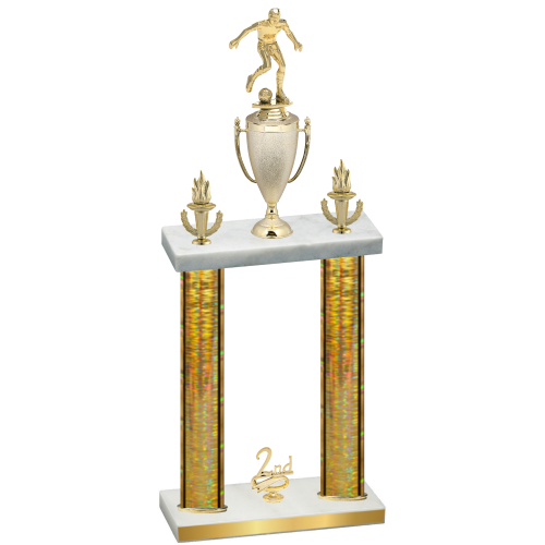 Double Gold Glacier Second Place Soccer Trophy