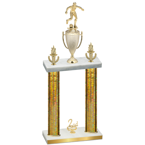 Double Gold Glacier Second Place Soccer Trophy