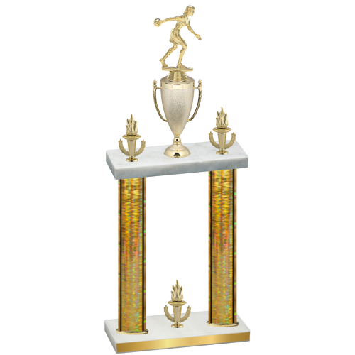 Double Gold Glacier Victory Bowling Trophy