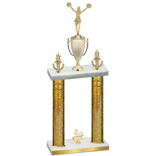 Double Gold Glacier Fourth Place Cheerleading Trophy
