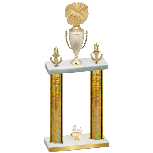 Double Gold Glacier Fourth Place Cheerleading Trophy
