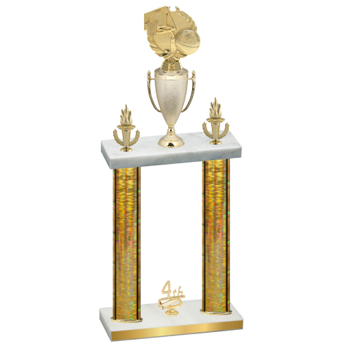 Double Gold Glacier Fourth Place Basketball Trophy