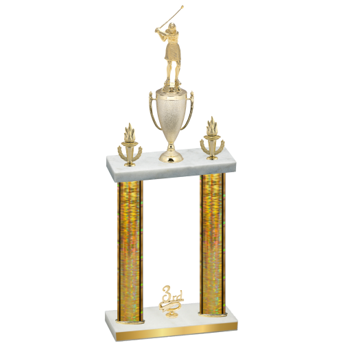 Double Gold Glacier Third Place Golf Trophy