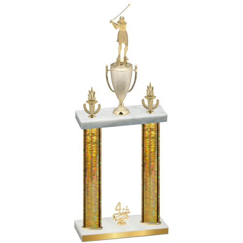 Double Gold Glacier Fourth Place Golf Trophy