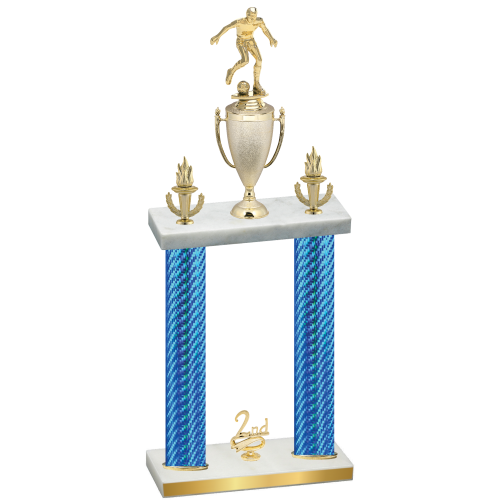 Double Blue Carbon Fiber Second Place Soccer Trophy