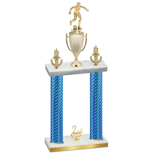Double Blue Carbon Fiber Second Place Soccer Trophy