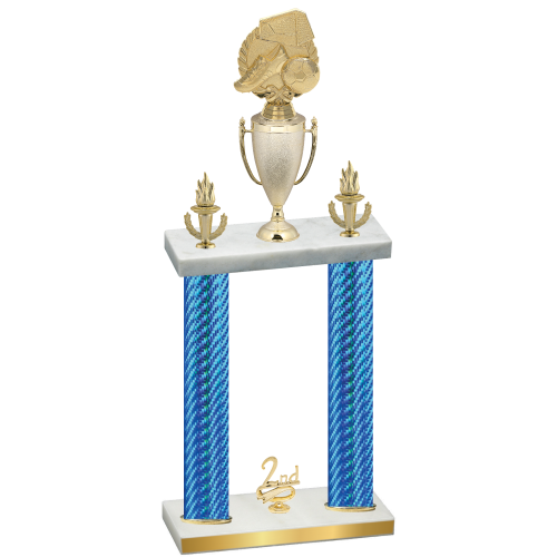 Double Blue Carbon Fiber Second Place Soccer Trophy
