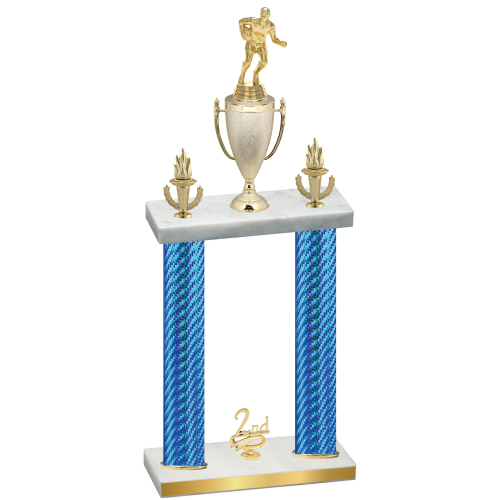 Double Blue Carbon Fiber Second Place Rugby Trophy