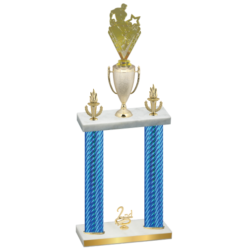 Double Blue Carbon Fiber Second Place Rugby Trophy