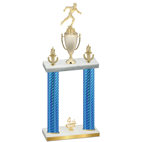 Double Blue Carbon Fiber Fourth Place Running Trophy