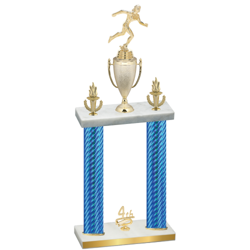 Double Blue Carbon Fiber Fourth Place Running Trophy