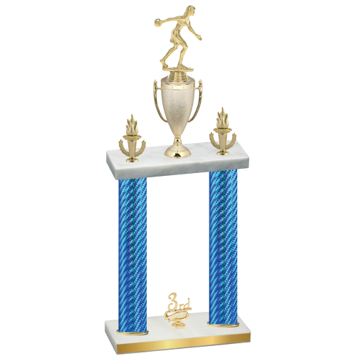 Double Blue Carbon Fiber Third Place Bowling Trophy