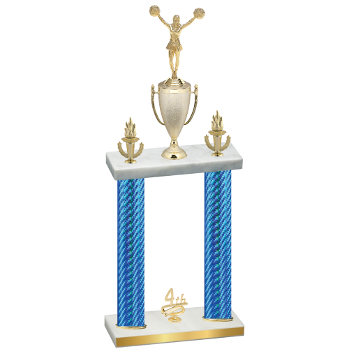 Double Blue Carbon Fiber Fourth Place Cheerleading Trophy