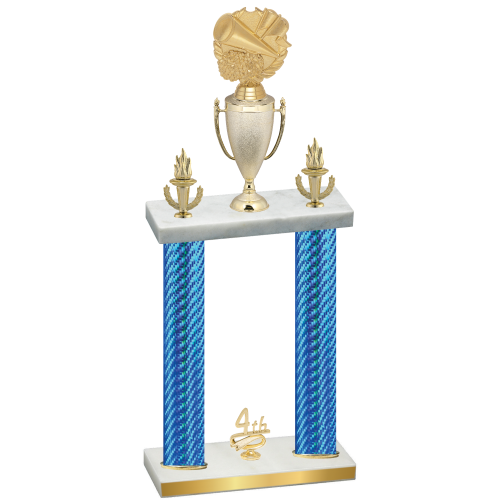 Double Blue Carbon Fiber Fourth Place Cheerleading Trophy