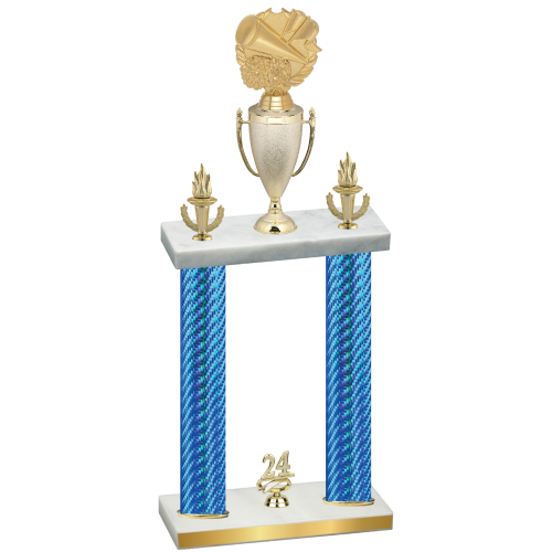 Double Blue Carbon Fiber Year Cheerleading Trophy