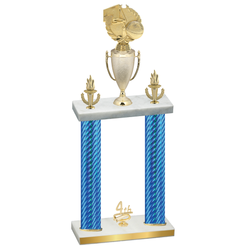 Double Blue Carbon Fiber Fourth Place Basketball Trophy