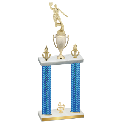 Double Blue Carbon Fiber Fourth Place Basketball Trophy