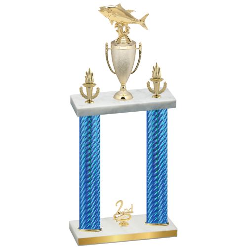 Double Blue Carbon Fiber Second Place Fishing Trophy