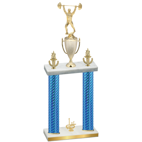 Double Blue Carbon Fiber First Place Weights Trophy