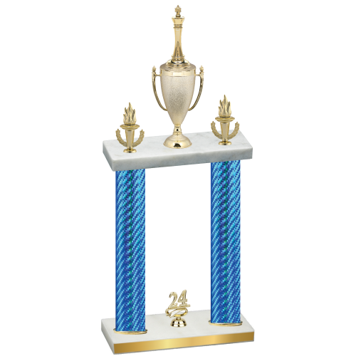Double Blue Carbon Fiber Year Chess Trophy