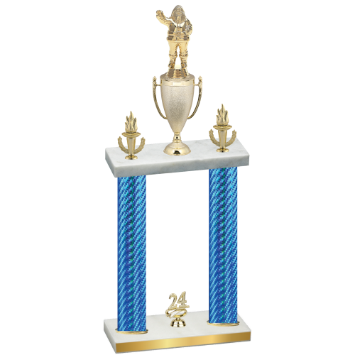 Double Blue Carbon Fiber Year Holiday Trophy