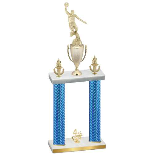 Double Blue Carbon Fiber Fourth Place Basketball Trophy