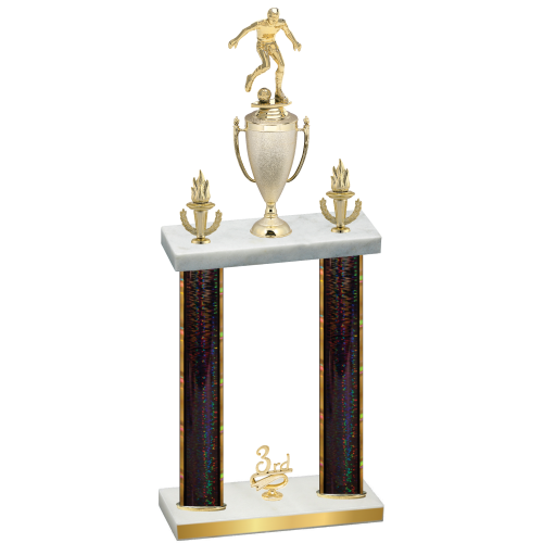 Double Black Glacier Third Place Soccer Trophy