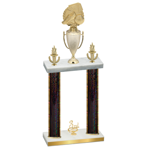 Double Black Glacier Third Place Soccer Trophy
