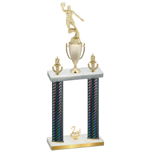Double Black Carbon Fiber Second Place Basketball Trophy