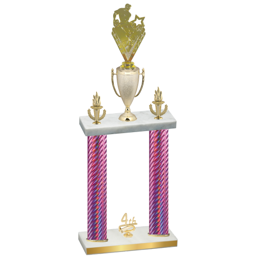 Double Pink Carbon Fiber Fourth Place Rugby Trophy