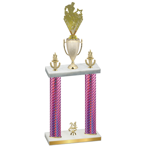Double Pink Carbon Fiber Year Rugby Trophy
