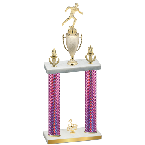 Double Pink Carbon Fiber Third Place Running Trophy