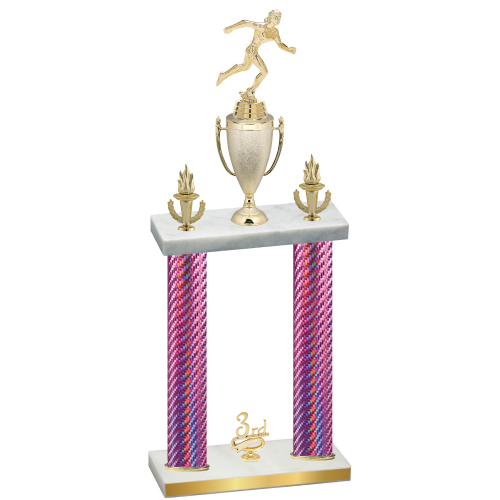 Double Pink Carbon Fiber Third Place Running Trophy