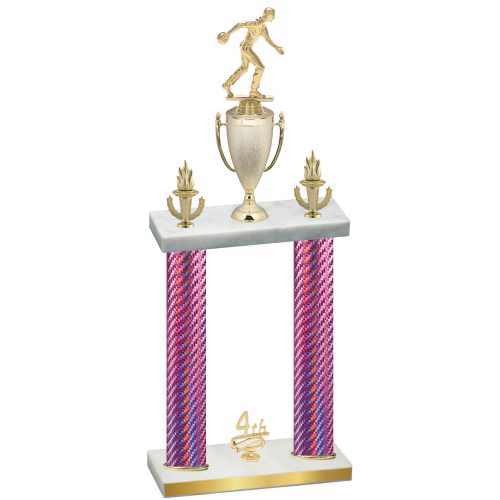 Double Pink Carbon Fiber Fourth Place Bowling Trophy