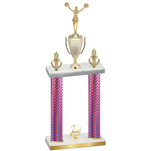 Double Pink Carbon Fiber Second Place Cheerleading Trophy