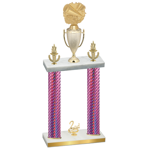 Double Pink Carbon Fiber Second Place Cheerleading Trophy