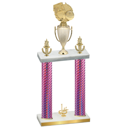 Double Pink Carbon Fiber First Place Basketball Trophy