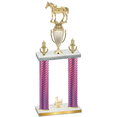 Double Pink Carbon Fiber Third Place Horses Trophy