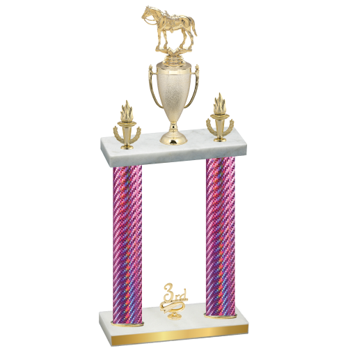 Double Pink Carbon Fiber Third Place Horses Trophy