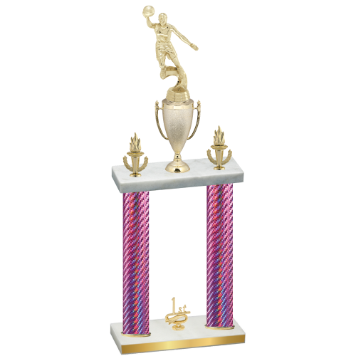 Double Pink Carbon Fiber First Place Basketball Trophy