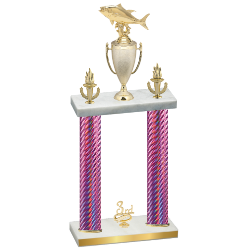 Double Pink Carbon Fiber Third Place Fishing Trophy