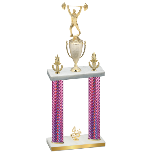 Double Pink Carbon Fiber Fourth Place Weights Trophy